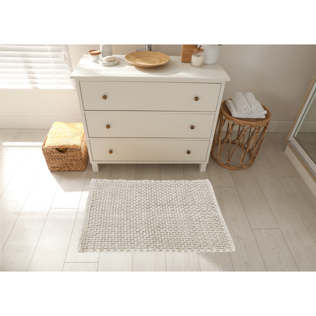 Tappeto Bagno Doccia Antiscivolo Super Assorbente Modello Osaka Beige