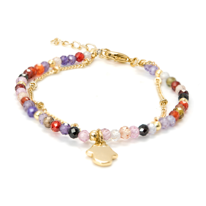 Pulsera de Cristal Multicolor acabada en oro amarillo de 18K