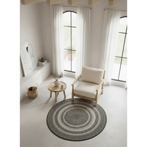 Alfombra de exterior-interior Silvana Negro, 120Ø cm