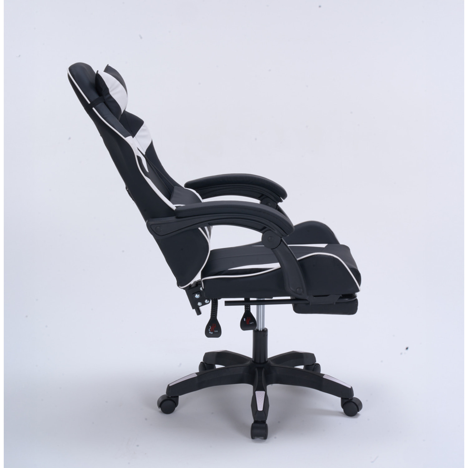 Chaise gaming de bureau ergonomique inclinable noir et blanc JOAO