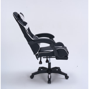 Chaise gaming de bureau ergonomique inclinable noir et blanc JOAO