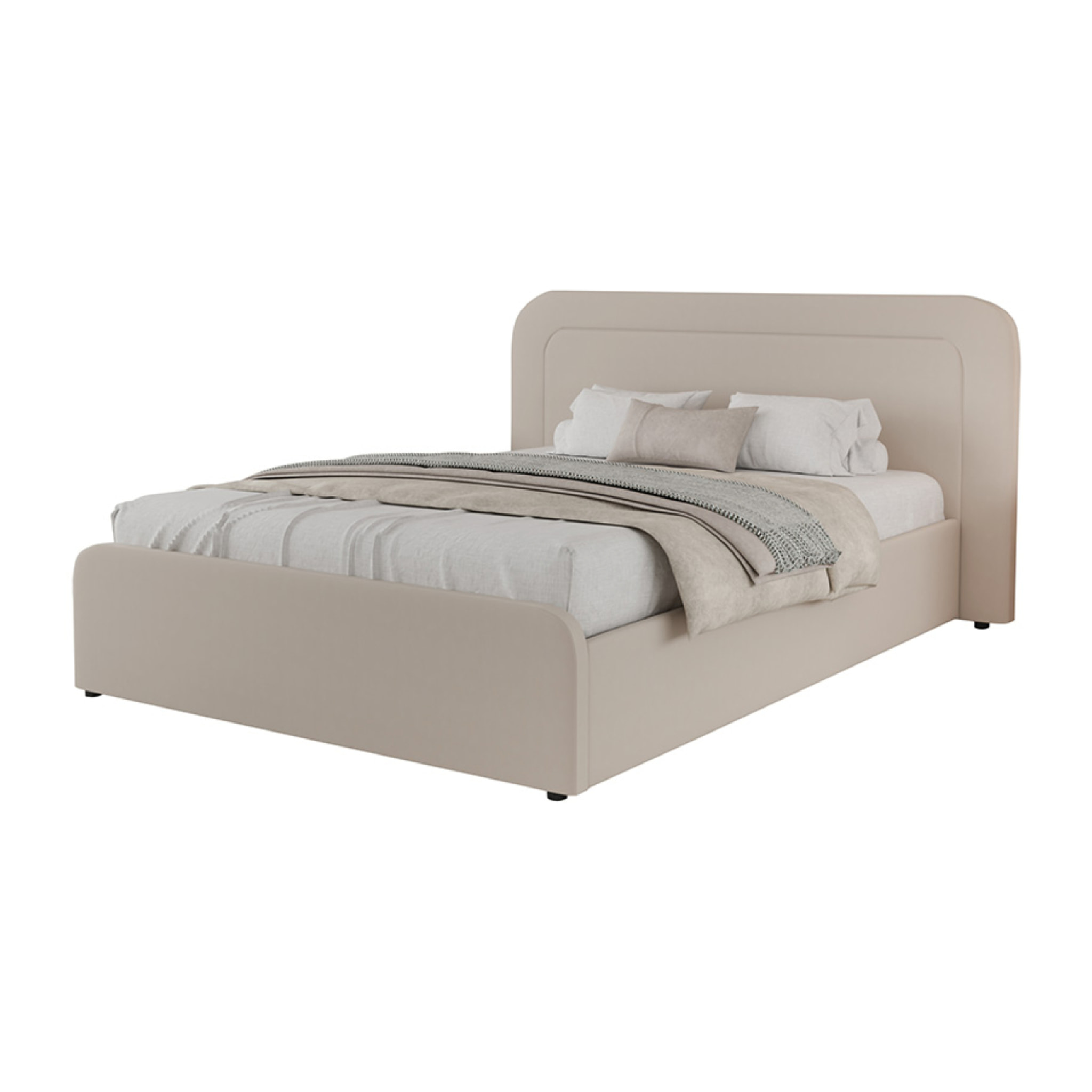 Lit avec coffre de rangement 160x200cm en velours beige SEDONA