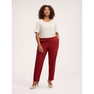 Fiorella Rubino - Pantaloni gamba dritta con coulisse - Marrone