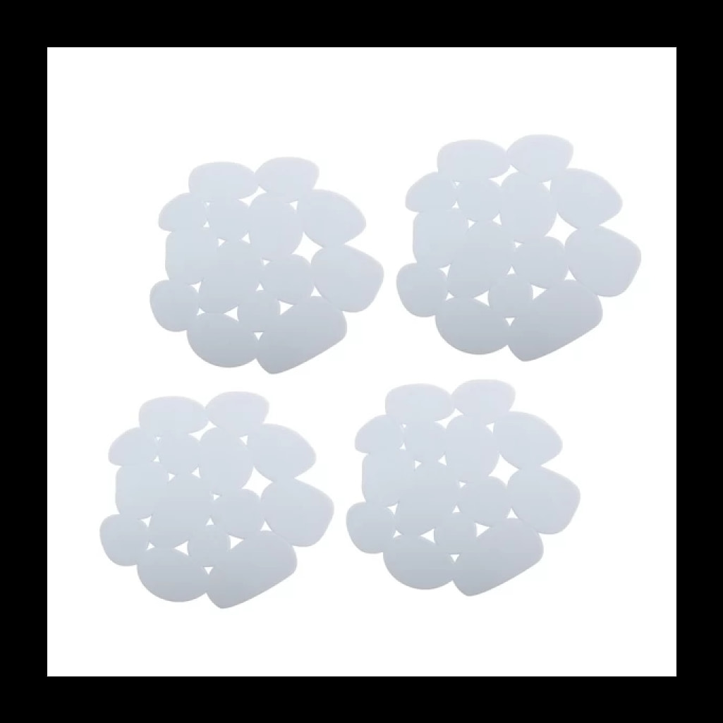 Lot de 4 Tapis antiderapants de douche ou baignoire PVC GALETS 12x13cm Blanc MSV