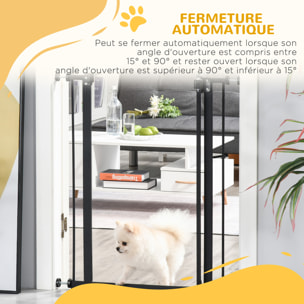 Barrière de sécurité pour chien extensible 74-80 cm -H. 94 cm - sans perçage, double verrouillage - métal noir