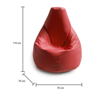 Pouf Asino, Pouf a sacco, Poltrona a sacco in ecopelle, 100% Made in Italy, 70x70h110 cm, Rosso