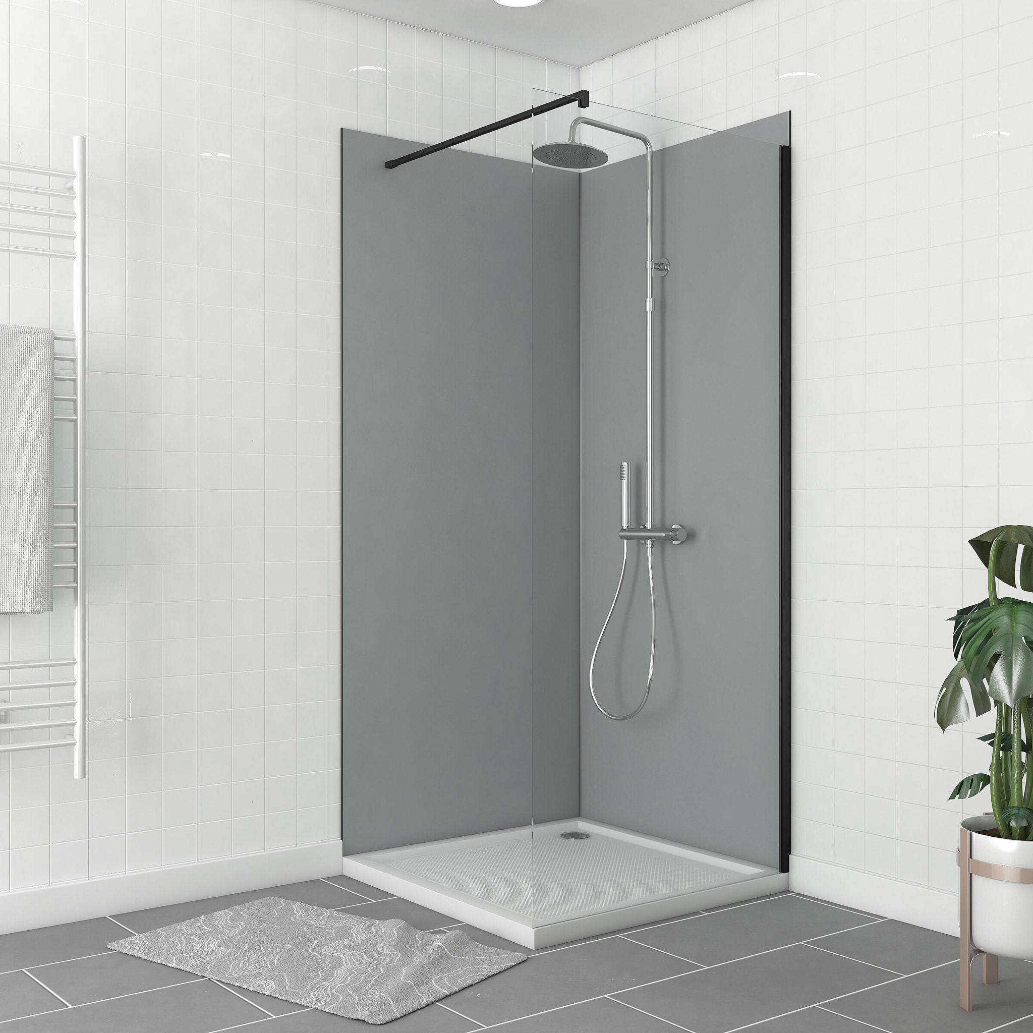 Pack 2 Panneaux muraux Silvere 90x210cm + Profilés noir - WALL'IT