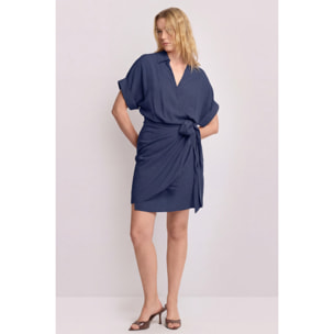 Kocca - Abito corto a portafoglio Donna, Tinta unita, Colletto di camicia
