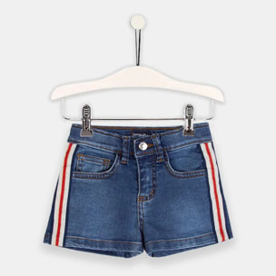 Pantalones cortos de mezclilla con banda lateral para niñas