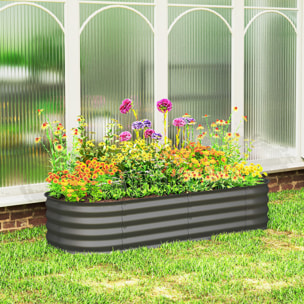 Carré potager de jardin dim. 150L x 62l x 30H cm modulable tôle d'acier ondulée anthracite