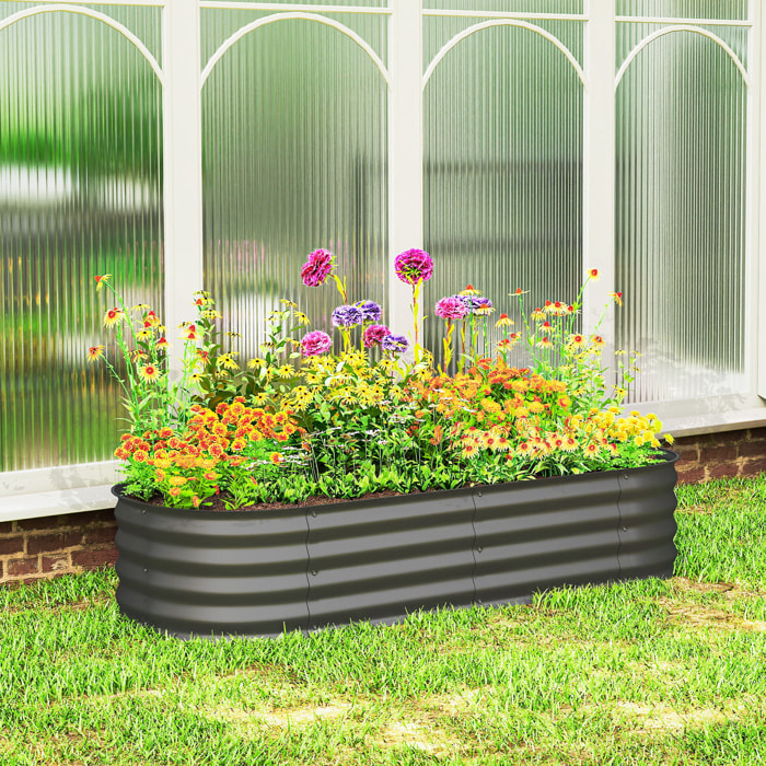 Carré potager de jardin dim. 150L x 62l x 30H cm modulable tôle d'acier ondulée anthracite