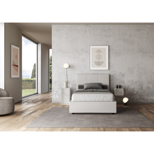 Cama sin somier acolchada 140x190 cuero sintético blanco Mika