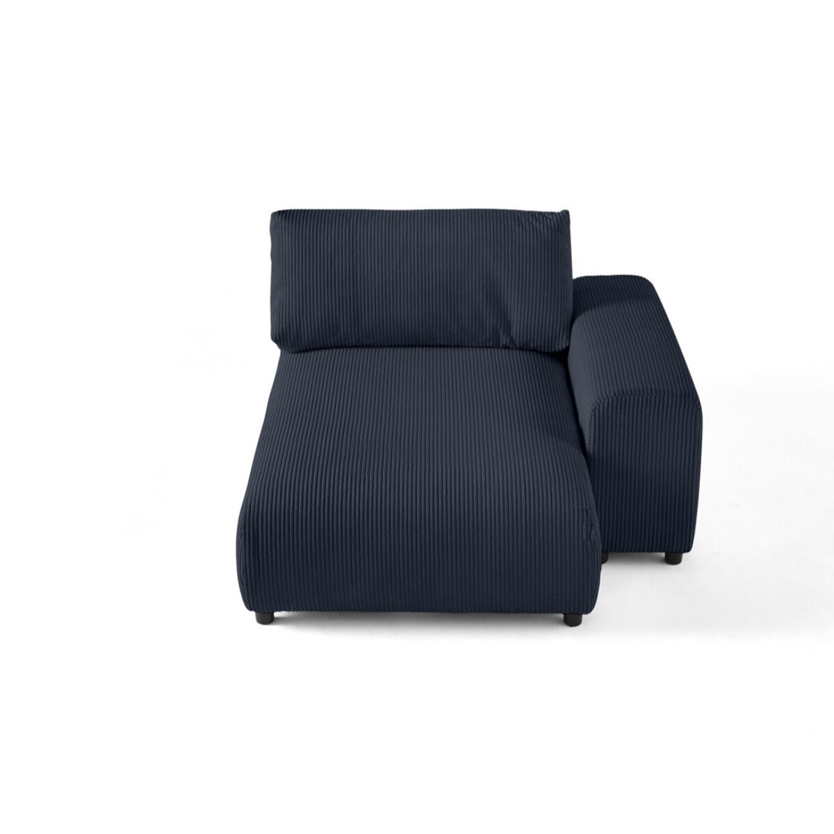Garance - module d'assise méridienne droit - en velours côtelé - Bleu nuit