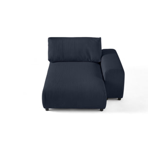 Garance - module d'assise méridienne droit - en velours côtelé - Bleu nuit