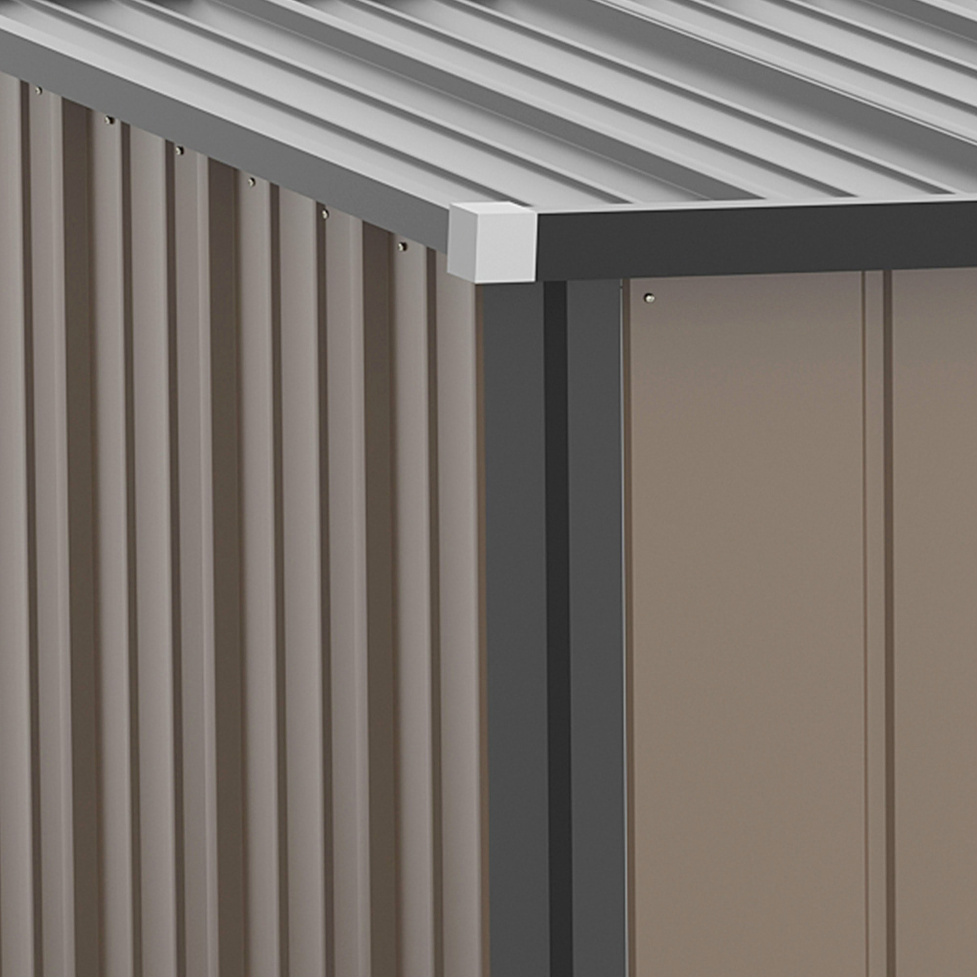 Caseta de Jardín 1,34 m² 161,5x94,5x196 cm Cobertizo Exterior de Acero Galvanizado con Puerta y Cerradura para Almacenamiento de Herramientas Marrón