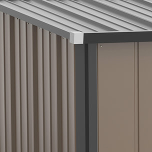 Caseta de Jardín 1,34 m² 161,5x94,5x196 cm Cobertizo Exterior de Acero Galvanizado con Puerta y Cerradura para Almacenamiento de Herramientas Marrón