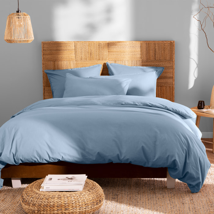 Parure de lit unie en coton taies à volant, COTON LAVÉ