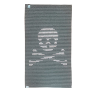 Toalla de playa 90x180cm 100% algodón 420gsm en beige con logo y a rayas scalpers home