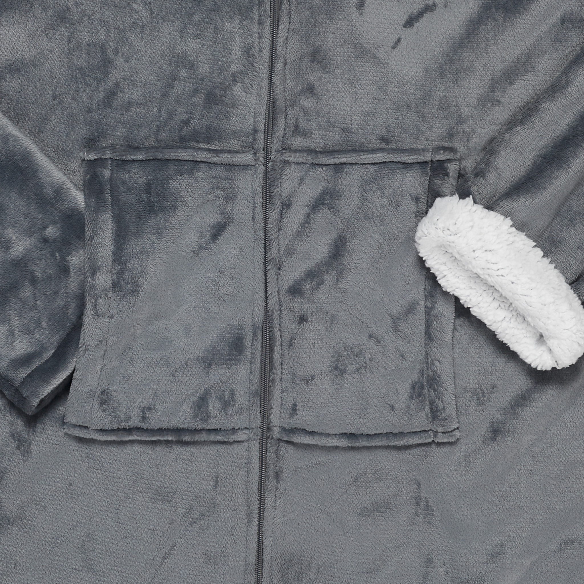 Plaid - HOME DECO FACTORY - Ultraconfortable - Sherpa - Gris et blanc