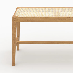 Banc 2 places en bois de chêne massif et cannage - Kappa