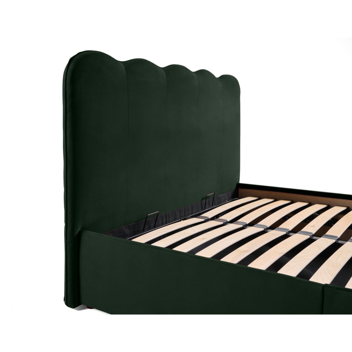 Kahlo - lit coffre - 160x200 - en velours - sommier inclus - Vert