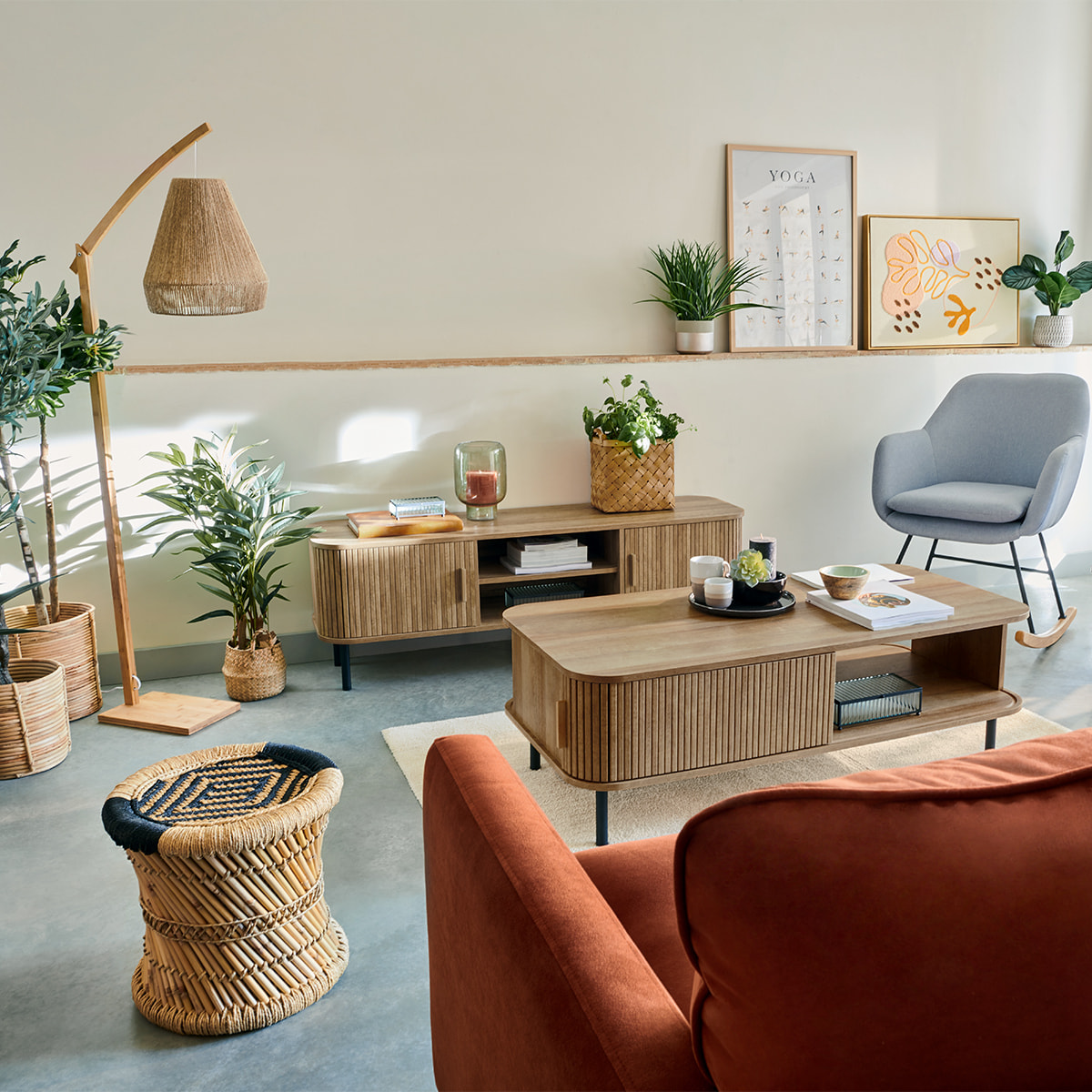 Meuble TV 2 portes "Colva" - naturel