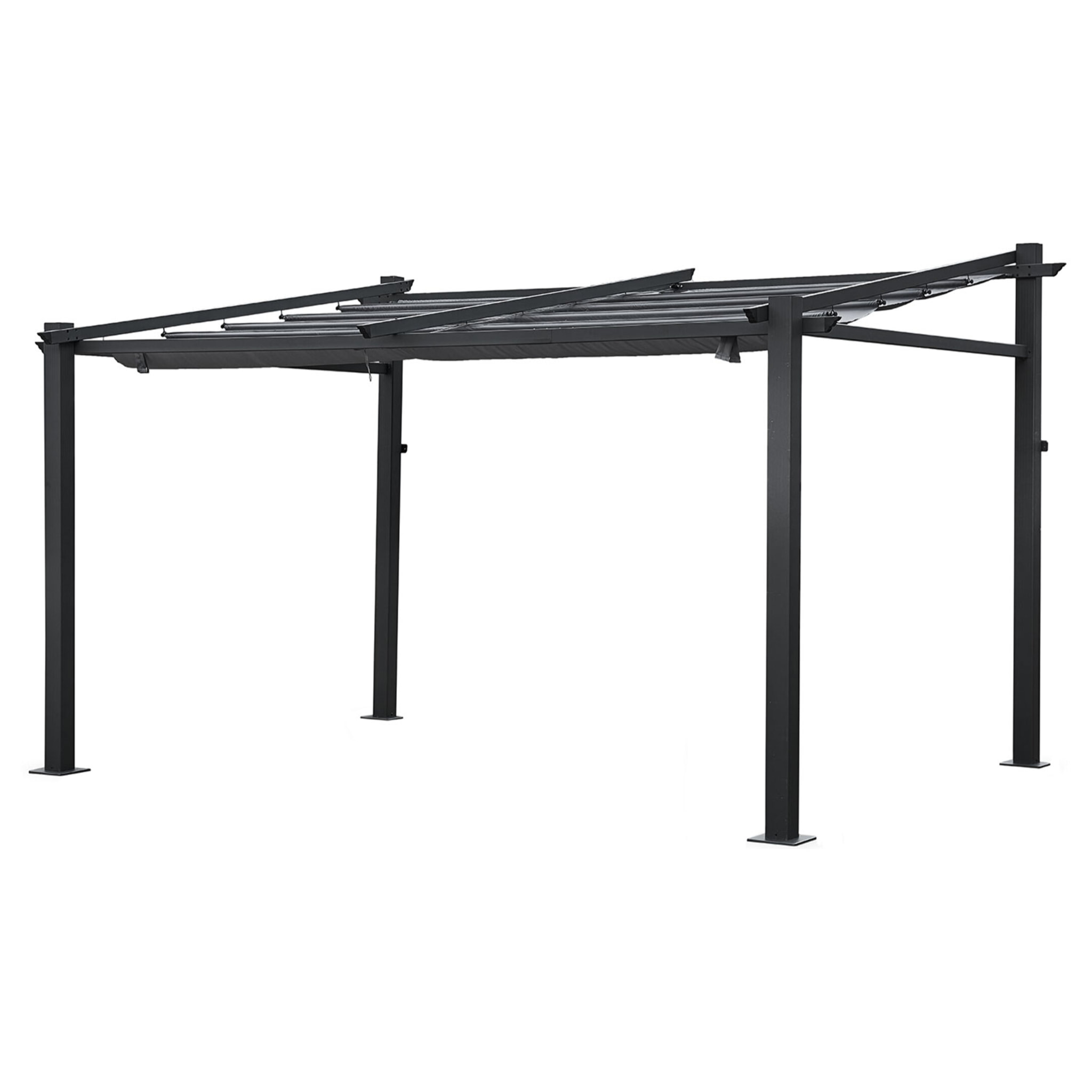 Pergola murale 3 × 4m FRÉJUS grise - structure aluminium