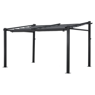Pergola murale 3 × 4m FRÉJUS grise - structure aluminium