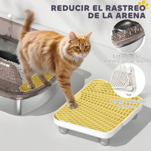 Arenero para Gatos Cubierto Extragrande Caja de Arena Cerrado con Bandeja de Acero Inoxidable Bordes Altos Pala Peldaño Zona para Caída de Arena sin Olor Fácil Limpieza para Gatos Grandes Gris