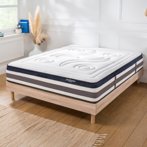 Ensemble Matelas Quintessence & Sommier Kit Bois, Mémoire de Forme & Haute Densité, 30 cm, Accueil Enveloppant, Soutien Ferme