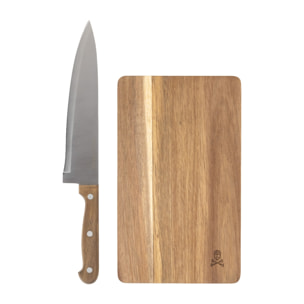 Juego de cuchillo + tabla de cortar de madera scalpers home