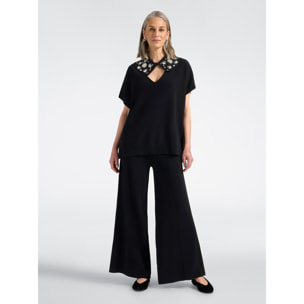 Elena Mirò - Pantalones palazzo de viscosa - Negro