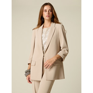 Oltre - Blazer recto con mangas de tres cuartos - Beige