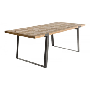 CLEMENCE - Table à manger 220x100cm bois et métal