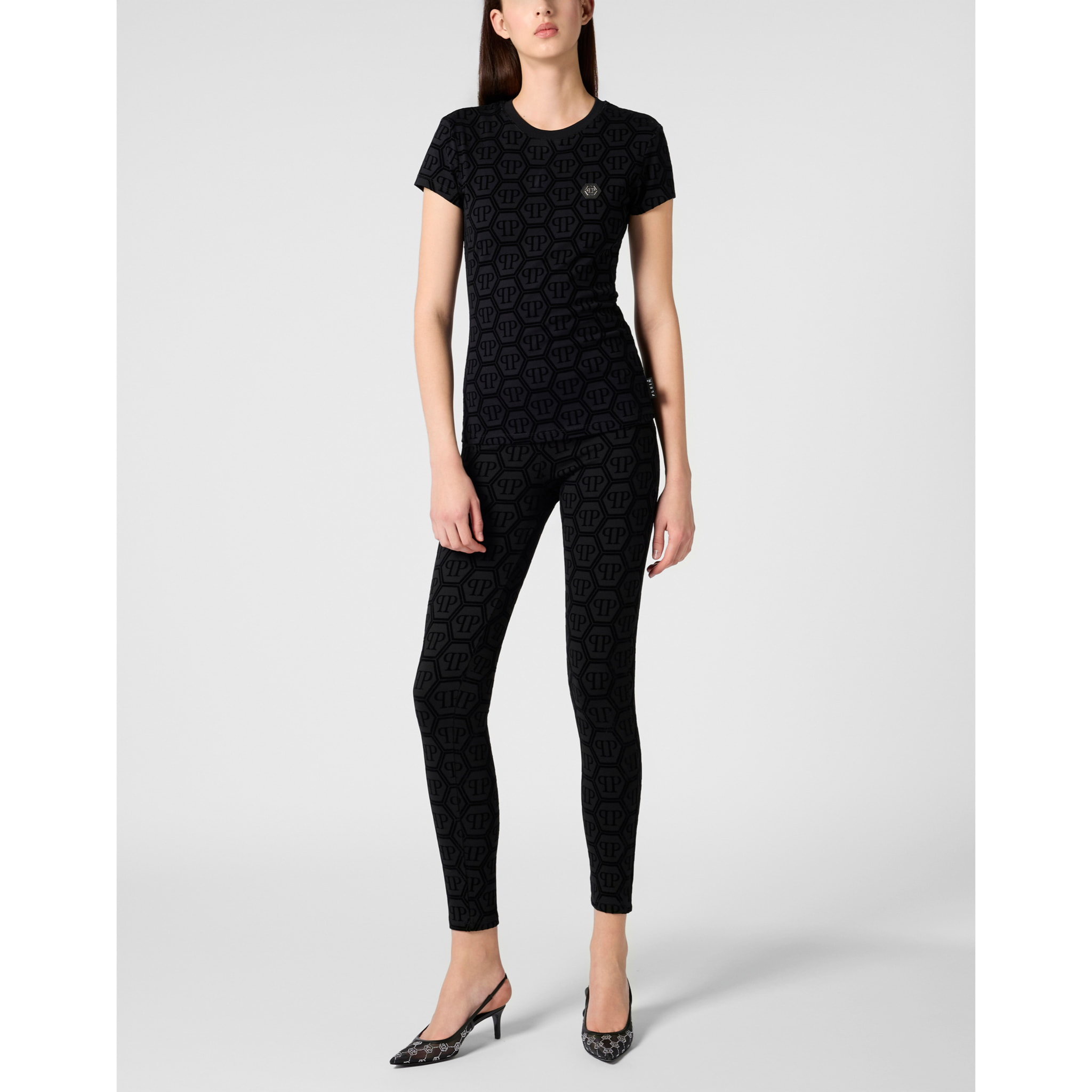 PHILIPP PLEIN Sexy Pure Fit T-Shirt Jacquard Monogram Monogram