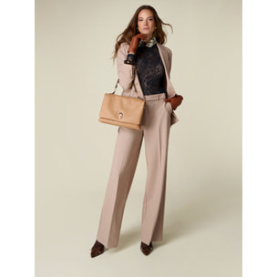 Oltre - Pantaloni palazzo tinto filo - Beige
