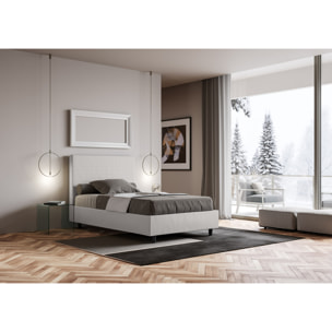 Letto matrimoniale francese senza rete imbottito 140x210 similpelle bianco Focus