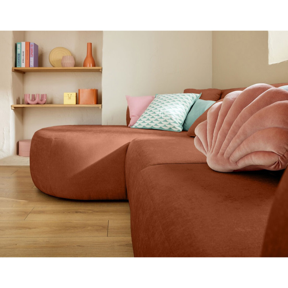 Ikare - module d'assise méridienne gauche - en tissu - Terracotta