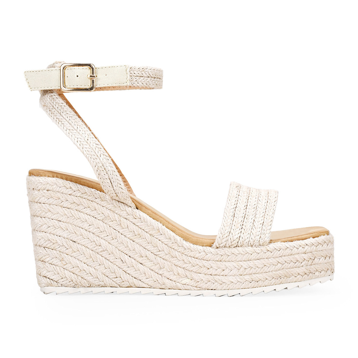 Sandalias de esparto beige con cuña