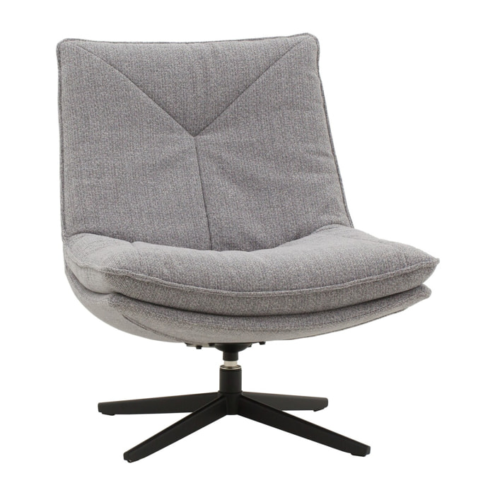 Poltrona girevole BRIKELL in tessuto grigio e base in metallo nero