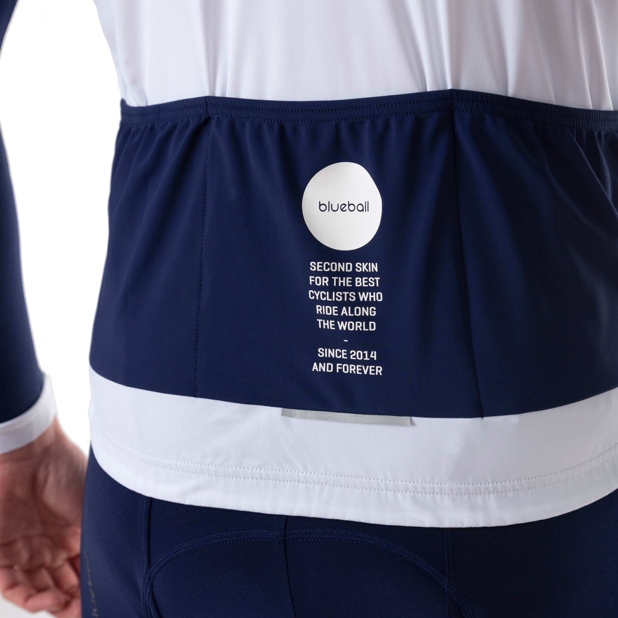 Camiseta ciclismo hombre manga larga color azul/blanco