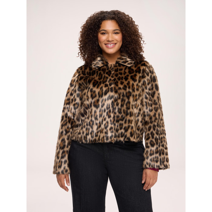 Fiorella Rubino - Giacca corta peluches animalier - Marrone