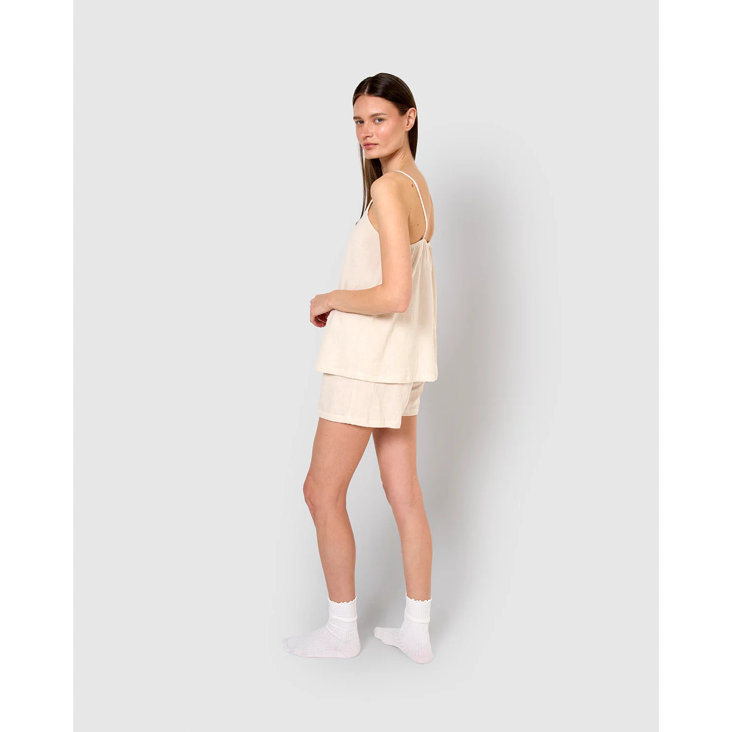Pigiama corto mussola spalline bianco