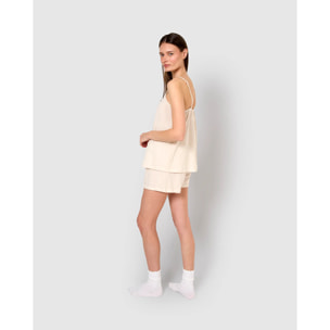 Pigiama corto mussola spalline bianco