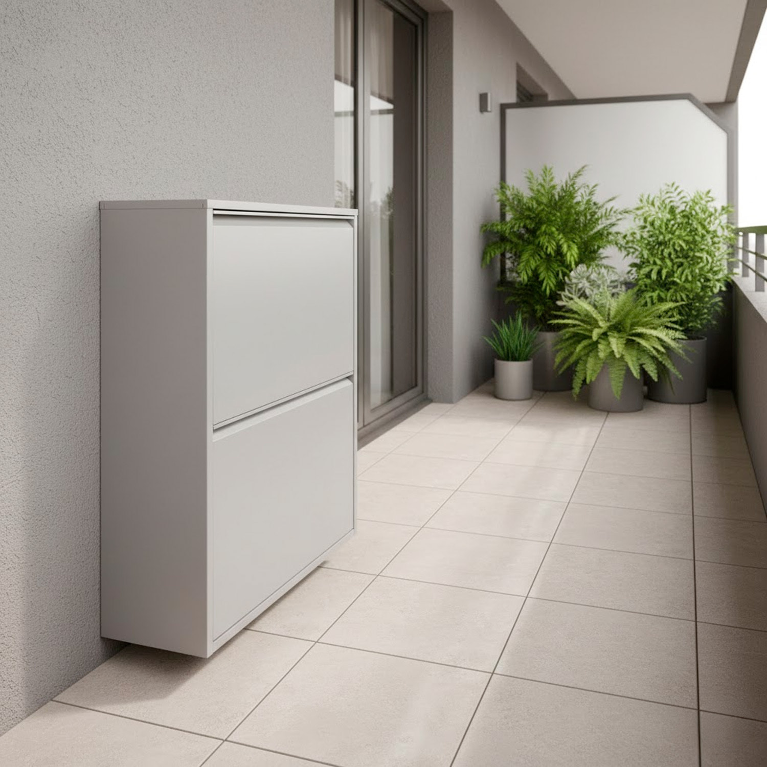 Pattumiera Raccolta Differenziata In Metallo Con 4 Cestini Estraibili E 2 Ante A Ribalta Bidone Cestino Salvaspazio 60 x 25 x 92.5 Cm Grigio