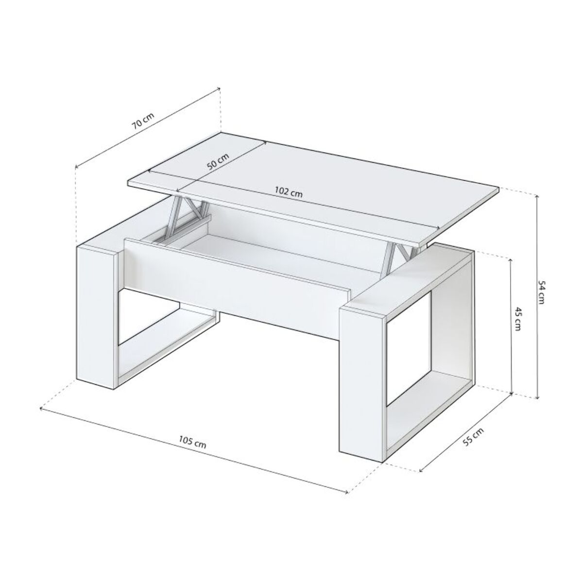 Mesa de centro elevable Neo Blanco Artik (Blanco Mate)