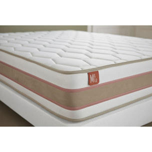 Matelas Ressorts ensachés et mémoire de forme - Confort équilibré et accueil tonique - 26 d'épaisseur, 5 zones de confort - Aération naturelle - 2 places
