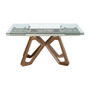 Mesa comedor extensible rectangular con tapa de cristal templado 160x90x76cm