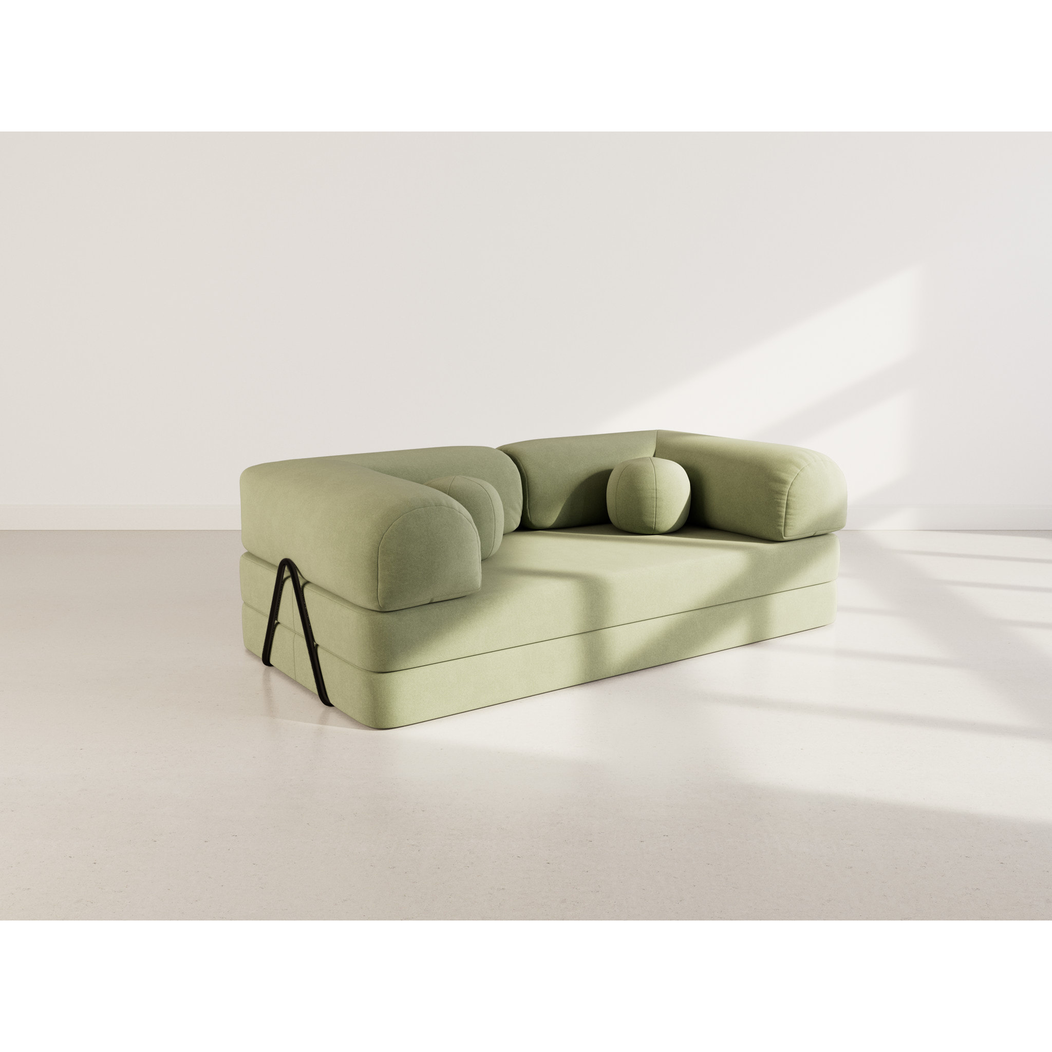 Nebula - Canapé 3 places convertible en velours texturé - Vert sauge