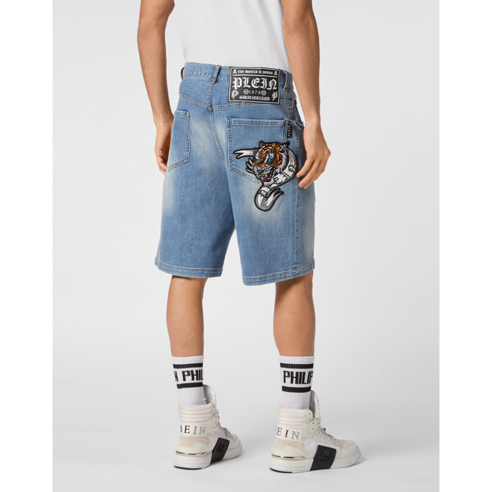 PHILIPP PLEIN DENIM SHORTS FORMENTERA FIT